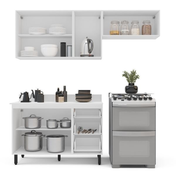 KIT DE COCINA AMARA POLITORNO CON PATITAS 6 PUERTAS 3 CAJONES BLANCO/AZUL - Imagen 4