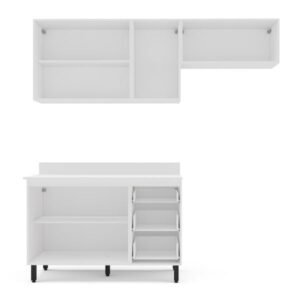 KIT DE COCINA AMARA POLITORNO 6 PUERTAS 3 CAJONES BLANCO/VERDE