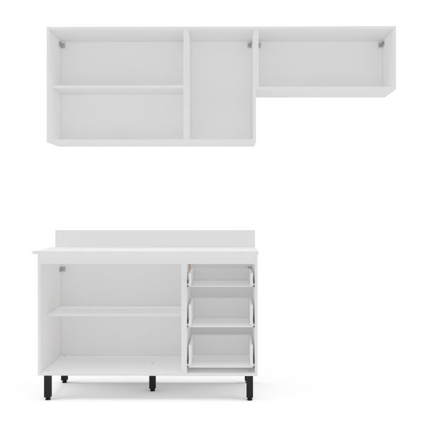 KIT DE COCINA AMARA POLITORNO 6 PUERTAS 3 CAJONES BLANCO/VERDE