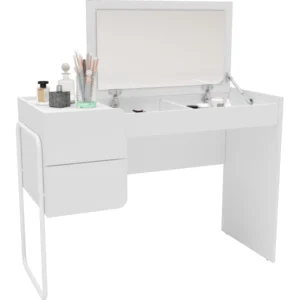 TOCADOR POLITORNO COLUMBIA BLANCO 2 CAJONES 210118 CON ESPEJO PLEGABLE