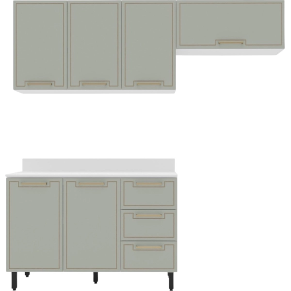 KIT DE COCINA AMARA POLITORNO 6 PUERTAS 3 CAJONES BLANCO/VERDE - Imagen 3