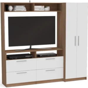 ESTANTE VICENZA POLITORNO P/TV HASTA 55" 2 PUERTAS 4 CAJONES 4 NICHOS FREIJO/OFF