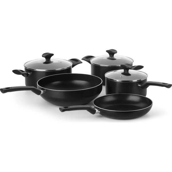 JUEGO DE OLLAS MULTIFLON INDUCCION 5 PIEZAS - NEGRO