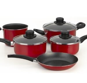 JUEGO DE OLLAS MULTIFLON GOURMET 5 PIEZAS - ROJO