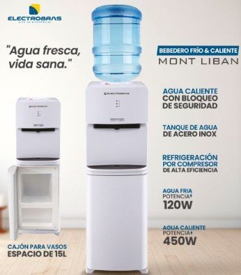 BEBEDERO DE PIE ELECTROBRAS MONT LIBAN FRÍO/CALIENTE/NATURAL CON COMPRESOR - Imagen 2