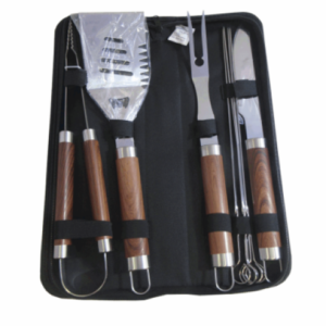 SET DE UTENSILIOS PARA PARRILLA DE 9 PIEZAS DE 40 CM C/U GA-0042