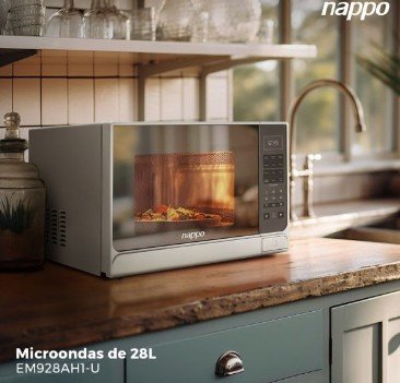 MICROONDAS NAPPO 28L PLATEADO C/VIDRIO REFLEC 50HZ - Imagen 2