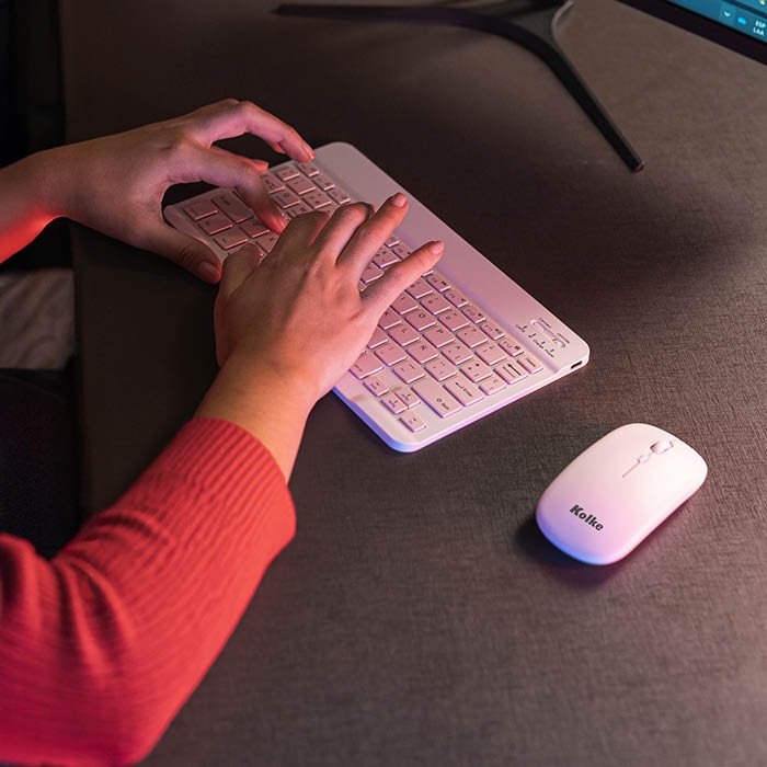 KIT DE TECLADO Y MOUSE KOLKE INALAMBRICO BT ROSA KEK-718 - Imagen 2