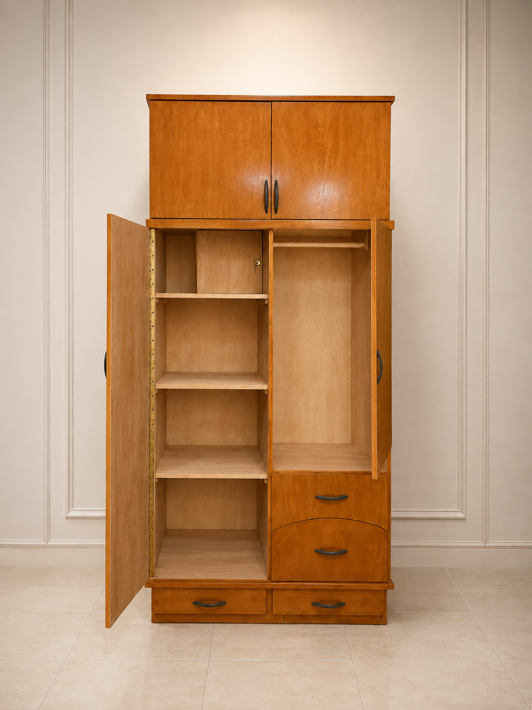 ROPERO DE MADERA NACIONAL DE 2 PUERTAS CON ESPEJO - Imagen 2