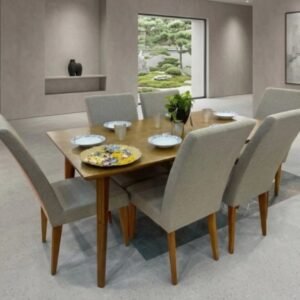 JUEGO DE COMEDOR MOVELMAX PILAR Y 6 SILLAS CASTAÑO