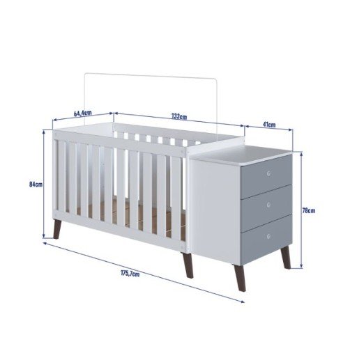 CUNA MULTIFUNCIONAL BLANCO CON CELESTE MOVELMAX - Imagen 3