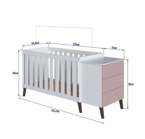 CUNA MULTIFUNCIONAL BLANCO CON ROSA MOVELMAX - Imagen 3