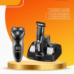 COMBO APARADOR DE PELOS MONDIAL SUPER GROOM 11 + CORTA BARBA MONDIAL RECARGABLE POWER SHAVE