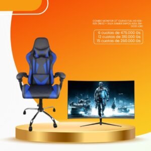 COMBO MONITOR 27" CURVO FULL HD KES-629 + SILLA GAMER EMPOLI AZUL EM-GC01 LOKI