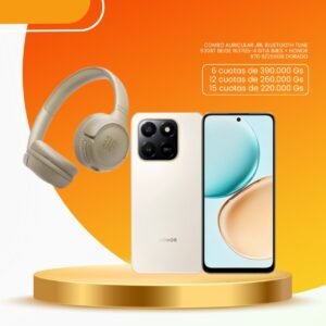 COMBO AURICULAR JBL BLUETOOTH TUNE 530BT BEIGE + HONOR X7D 8/256GB DORADO