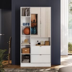 ARMARIO MULTIUSO MOVELMAX JOY 2 PUERTAS CON ESPEJO BLANCO
