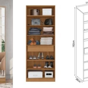 ARMARIO MULTIUSO MOVELMAX GRIFE 2 PUERTAS CON ESPEJO AMENDOA