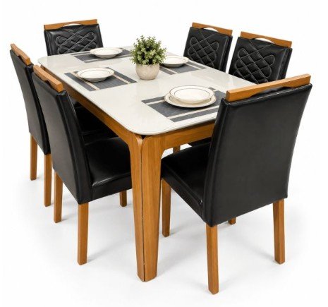 JUEGO DE MESA MOVELMAX AUREA CON 6 SILLAS AUREA YPE/OFF