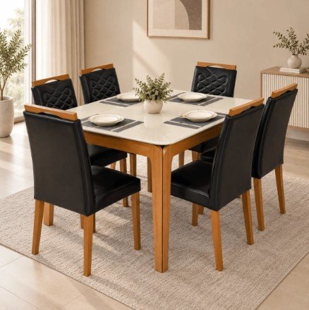JUEGO DE MESA MOVELMAX AUREA CON 6 SILLAS AUREA YPE/OFF - Imagen 3